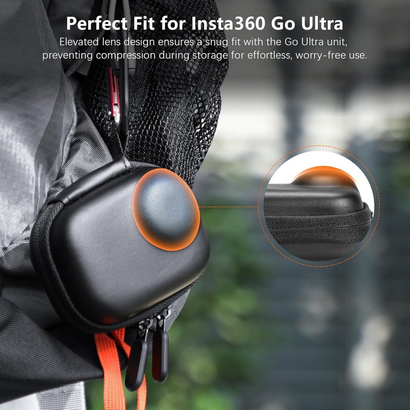 AMAZEAR Carry Case for Insta360 Go Ultra Accessories, Insta 360 Go-Ultra Portable and Compact Travel Bag Hard Leather Case with Soft Inner for Protection, Organization, and Storage, Black - Image 2